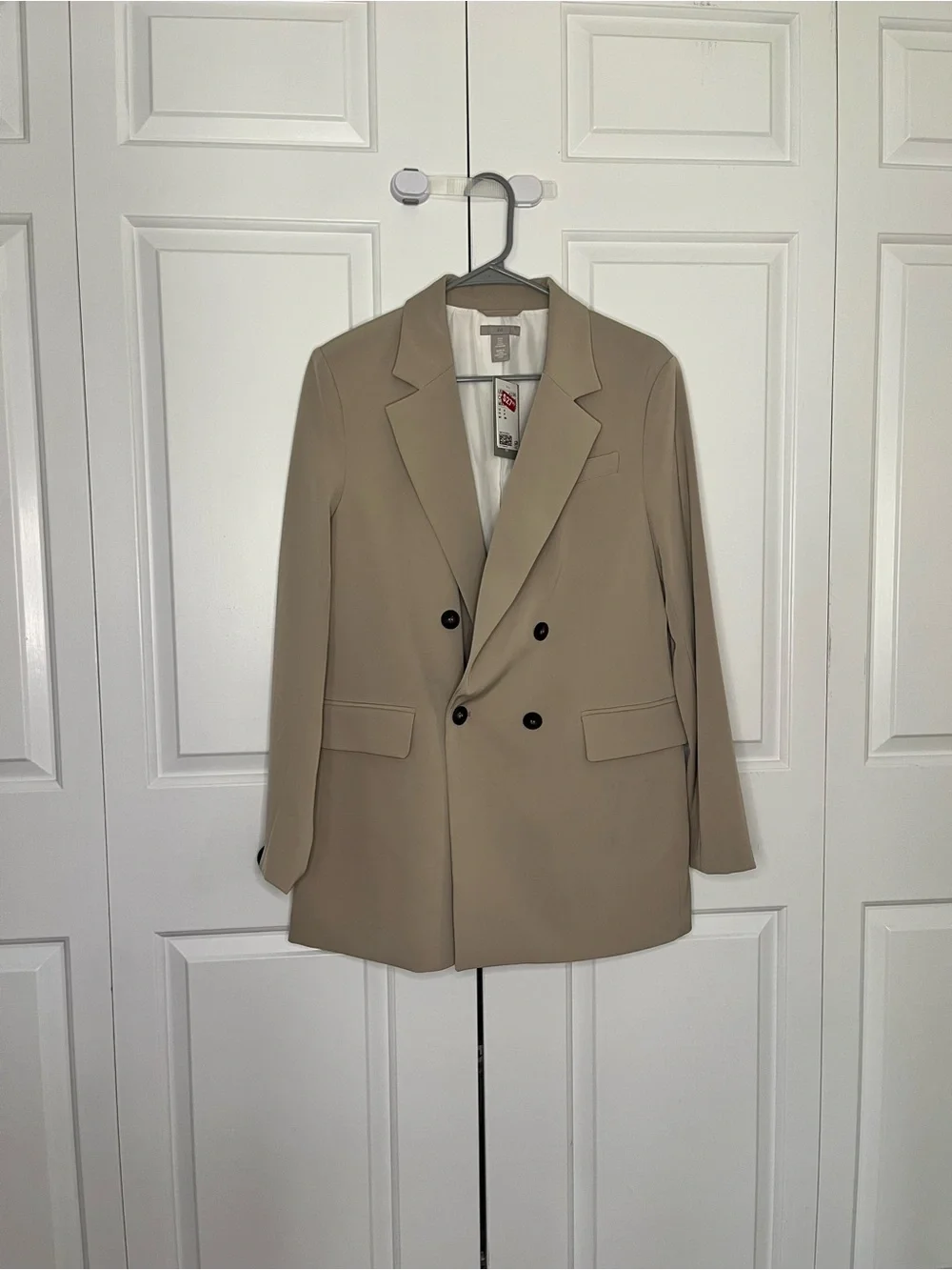 H&M Oversized Cream Double-Breasted Tailored Blazer - Picture 2 of 5